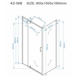 KABINA PRYSZNICOWA PROSTOKĄTNA ZES-KZ06B-100X80 CHROM 100x80 CM
