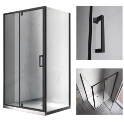 KABINA PRYSZNICOWA PROSTOKĄTNA ZES-KZ06B-BL-100X80 CZARNA 100x80 CM