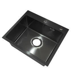ZLEW KUCHENNY ZLEWOZMYWAK JEDNOKOMOROWY STALOWY CZARNY ALOR-BL-59X49 DOZOWNIK SYFON UCHWYTY