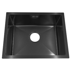 ZLEW KUCHENNY ZLEWOZMYWAK JEDNOKOMOROWY STALOWY CZARNY RODOS-BL-50X40 SYFON UCHWYTY