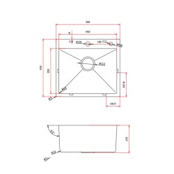 ZLEW KUCHENNY ZLEWOZMYWAK JEDNOKOMOROWY STALOWY CZARNY TONGA-BL-50X45 DOZOWNIK SYFON UCHWYTY