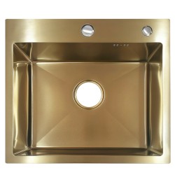ZLEW KUCHENNY ZLEWOZMYWAK JEDNOKOMOROWY STALOWY ZŁOTY TONGA-GL-50X45 DOZOWNIK SYFON UCHWYTY