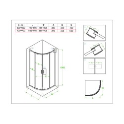 KABINA PRYSZNICOWA PÓŁOKRĄGŁA Z BRODZIKIEM KZ94B/SXL01B CHROM/CZARNY 90x90