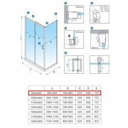 KABINA PRYSZNICOWA PROSTOKĄTNA ZES-KZ103-BL-90X80 CZARNA 90x80 CM