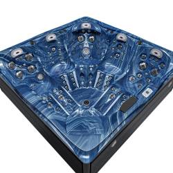 JACUZZI OGRODOWE WANNA SPA748 NIEBIESKA FALA OBUDOWA SZARA DESKA F22 230x230 CM