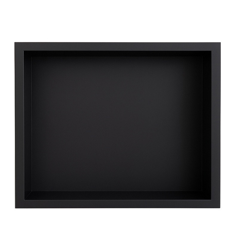 PÓŁKA ŁAZIENKOWA WNĘKOWA IGA Z KOŁNIERZEM CZARNA 30X20X10 CM