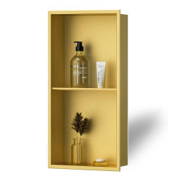 PÓŁKA ŁAZIENKOWA WNĘKOWA DUO Z KOŁNIERZEM ZŁOTA 60X30X10 CM