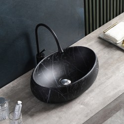 UMYWALKA NABLATOWA CERAMICZNA MARMUROWA OWALNA CARI-MAR5-500 CZARNA