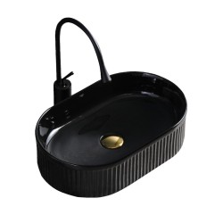 UMYWALKA NABLATOWA CERAMICZNA OWALNA RYFLOWANA ELIX-BL-490 CZARNY POŁYSK