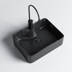 UMYWALKA NABLATOWA CERAMICZNA PROSTOKĄTNA ELISE-BL-480 CZARNY POŁYSK