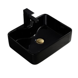 UMYWALKA NABLATOWA CERAMICZNA PROSTOKĄTNA ELISE-BL-480 CZARNY POŁYSK
