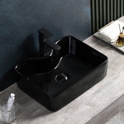 UMYWALKA NABLATOWA CERAMICZNA PROSTOKĄTNA ELISE-BL-480 CZARNY POŁYSK