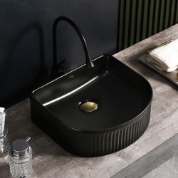 UMYWALKA NABLATOWA CERAMICZNA RYFLOWANA FINO-BL-400 CZARNY POŁYSK