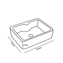 UMYWALKA NABLATOWA CERAMICZNA PROSTOKĄTNA ELISE-WH-480 BIAŁA