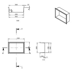 PÓŁKA ŁAZIENKOWA WNĘKOWA IGA Z KOŁNIERZEM ZŁOTY 30X20X10 CM