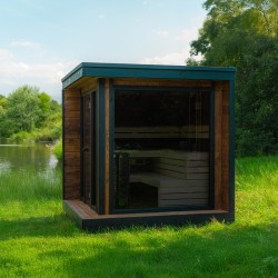SAUNA OGRODOWA FIŃSKA ALTANKA Z PIECEM EDA 9kW 8 OSOBOWA 250x250 CM