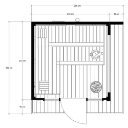 SAUNA OGRODOWA FIŃSKA ALTANKA Z PIECEM EDA 9kW 8 OSOBOWA 250x250 CM
