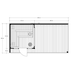 SAUNA OGRODOWA FIŃSKA ALTANKA Z PIECEM GABI 9kW 6-7 OSOBOWA 250x500 CM