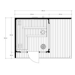 SAUNA OGRODOWA FIŃSKA ALTANKA Z PIECEM NORI 9kW 6-7 OSOBOWA 250x350 CM