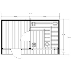 SAUNA OGRODOWA FIŃSKA ALTANKA Z PIECEM SILVA 9kW 6-7 OSOBOWA 250x410 CM
