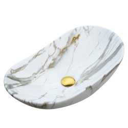 UMYWALKA NABLATOWA CERAMICZNA MARMUROWA OWALNA LAVI-MAR1-625