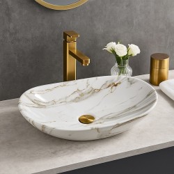 UMYWALKA NABLATOWA CERAMICZNA MARMUROWA OWALNA LAVI-MAR1-625