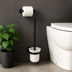 SZCZOTKA DO WC ŁAZIENKOWA TOALETOWA WISZĄCA SZKŁO MEGAN CZARNA