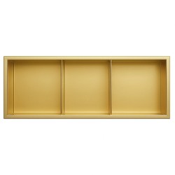 PÓŁKA ŁAZIENKOWA WNĘKOWA TRES Z KOŁNIERZEM ZŁOTY 90X30X10 CM