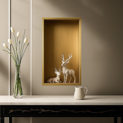 PÓŁKA ŁAZIENKOWA WNĘKOWA IGA Z KOŁNIERZEM ZŁOTA 60X30X10 CM