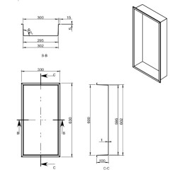 PÓŁKA ŁAZIENKOWA WNĘKOWA IGA Z KOŁNIERZEM ZŁOTA 60X30X10 CM
