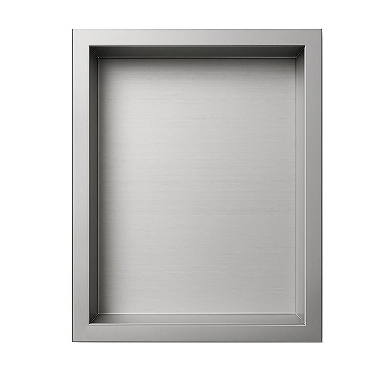 PÓŁKA ŁAZIENKOWA WNĘKOWA IGA Z KOŁNIERZEM CHROM 30X20X10 CM PÓŁKA ŁAZIENKOWA WNĘKOWA IGA Z KOŁNIERZEM CHROM 30X20X10 CM