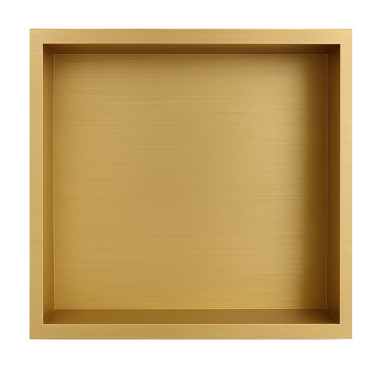 PÓŁKA ŁAZIENKOWA WNĘKOWA IGA Z KOŁNIERZEM ZŁOTA 30X30X10 CM