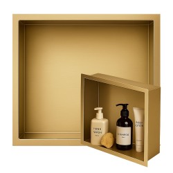 PÓŁKA ŁAZIENKOWA WNĘKOWA IGA Z KOŁNIERZEM ZŁOTA 30X30X10 CM