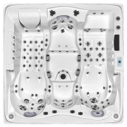 JACUZZI OGRODOWE WANNA SPA747 BIAŁA PERŁA OBUDOWA SZARA DESKA F27 210x210 CM
