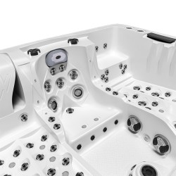 JACUZZI OGRODOWE WANNA SPA747 BIAŁA PERŁA OBUDOWA SZARA DESKA F27 210x210 CM