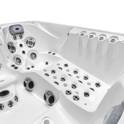 JACUZZI OGRODOWE WANNA SPA747 BIAŁA PERŁA OBUDOWA SZARA DESKA F27 210x210 CM