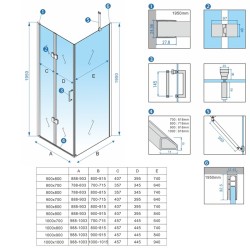 KABINA PRYSZNICOWA PROSTOKĄTNA ZES-KZ20D-BL-100X80 CZARNA 100x80 CM