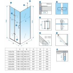 KABINA PRYSZNICOWA PROSTOKĄTNA ZES-KZ20F-BL-120X90 CZARNA 120x90 CM