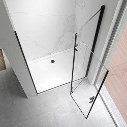 DRZWI PRYSZNICOWE UCHYLNE DO WNĘKI ZES-KZ21B-BL-80 CZARNA 80 CM 6 MM