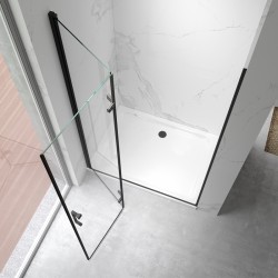 DRZWI PRYSZNICOWE UCHYLNE DO WNĘKI ZES-KZ21B-BL-80 CZARNA 80 CM 6 MM