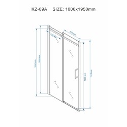 DRZWI PRYSZNICOWE ZES-KZ09A-GL-100 ZŁOTE 95-100 CM 8 MM