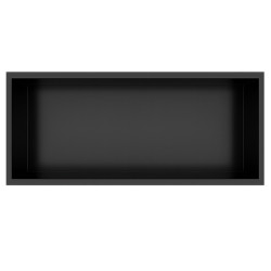 PÓŁKA ŁAZIENKOWA WNĘKOWA IGA Z KOŁNIERZEM CZARNA 45X20X10 CM