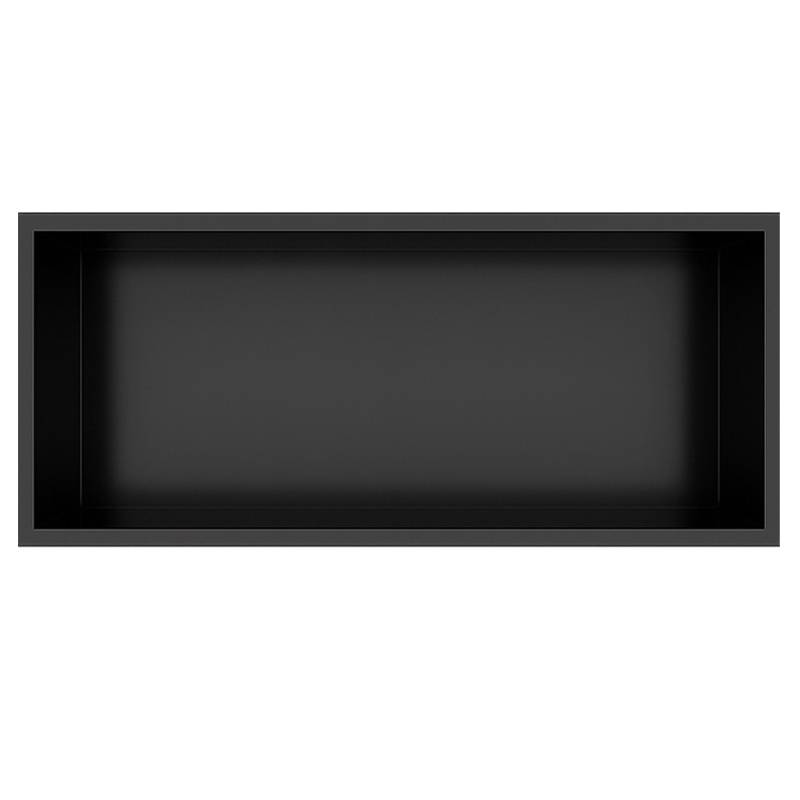 PÓŁKA ŁAZIENKOWA WNĘKOWA IGA Z KOŁNIERZEM CZARNA 45X20X10 CM