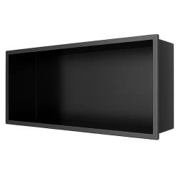PÓŁKA ŁAZIENKOWA WNĘKOWA IGA Z KOŁNIERZEM CZARNA 45X20X10 CM