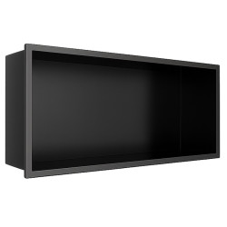 PÓŁKA ŁAZIENKOWA WNĘKOWA IGA Z KOŁNIERZEM CZARNA 45X20X10 CM