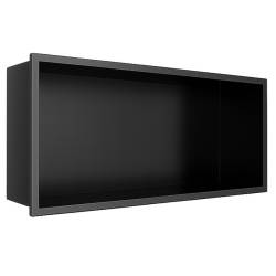 PÓŁKA ŁAZIENKOWA WNĘKOWA IGA Z KOŁNIERZEM CZARNA 45X20X10 CM