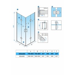 KABINA PRYSZNICOWA KWADRATOWA ZES-KZ08B-GL-80 ZŁOTA 80x80 CM