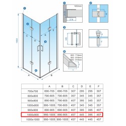 KABINA PRYSZNICOWA PROSTOKĄTNA ZES-KZ13A-GL-100X90 ZŁOTA 100x90 CM
