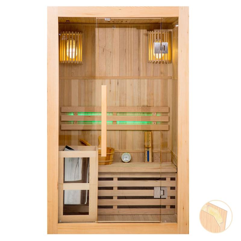 MO-EA2 Sauna sucha z piecem HARVIA 2,3 kW i izolacją ścian 121X106X192CM