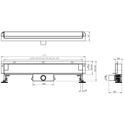 ODPŁYW LINIOWY ŚCIENNY 60 CM INOX NISKI SYFON WYSOKA PRZEPUSTOWOŚĆ DL09